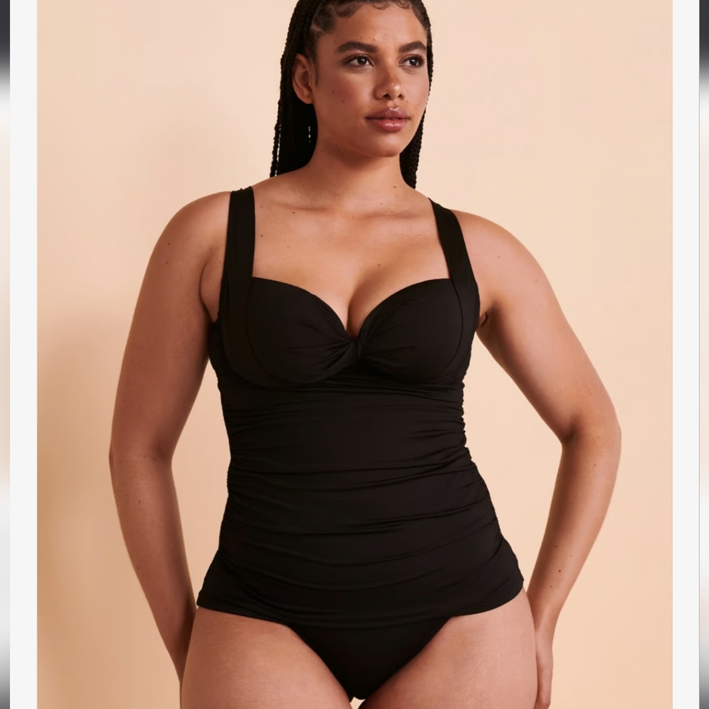 New NWT Ladies Black Anne Cole Tankini Swimsuit Top In Size 8